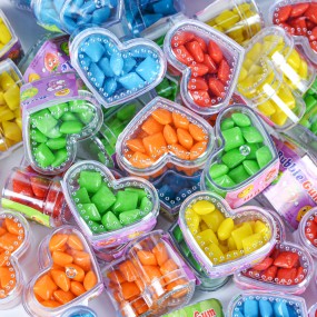 Wholesale Custom Miniature Gum Tabs Assorted Colors Tropical Fruit Flavors Chewing Gum Candy