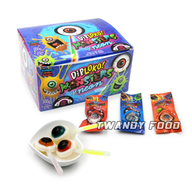 Halloween Halal Certified Sweet Fruity Eye Ball Gummy Lollipop Box