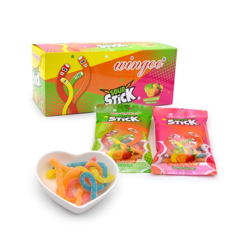 rainbow Sugar Coated Sour Stick Soft Candy Confectionery