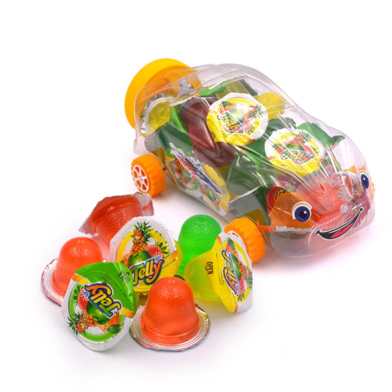 Factory Wholesale Assorted Mini Fruit Jelly in Car Toy Bottle