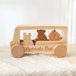 Wooden Bus Toy Manufacturer - Unisex Montessori Car Early Educational Animal Cognition Games Wholesale