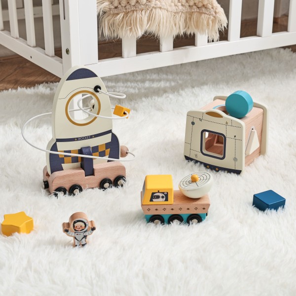 Science Educational Toy Set Manufacturer - Wooden Rocket Ball Game Learning Blocks for Boys Girls