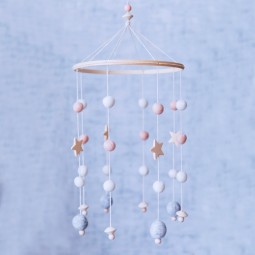 Felt Ball Wind Chime Manufacturer - Handmade Wooden Star Baby Mobiles Bed Bell Cradle Decoration for Stroller
