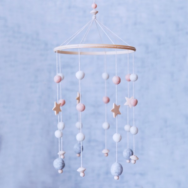 Felt Ball Wind Chime Manufacturer - Handmade Wooden Star Baby Mobiles Bed Bell Cradle Decoration for Stroller