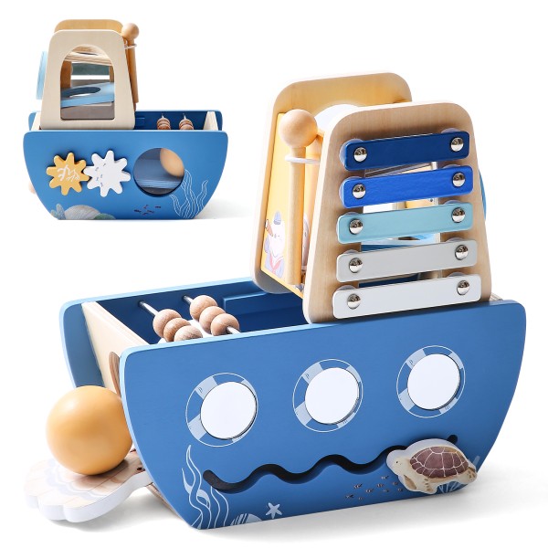 Wooden Educational Toys Manufacturer - Ocean Style Montessori Multi-functional Warship Style Intelligence Developing