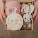 Newborn Baby Gift Box Manufacturer - with Cotton Blanket Rattle Teether Brush Milestone Card Reveal Set