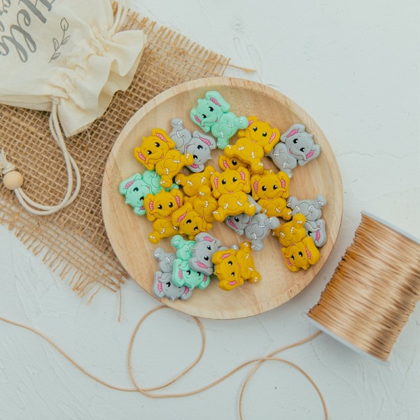 Silicone Teething Beads Manufacturer - Wholesale BPA Free Food Grade Rattle Cartoon Elephant Teether