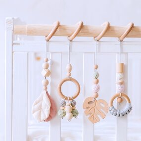 Baby Sensory Toy Manufacturer - Customized Four-Piece Fitness Natural Beech Wood Turtle Leaf Soft Toy