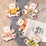 Wooden Commemorative Card Manufacturer - Bear Baby Growth Monthly Souvenir Gift