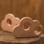 Wooden Teether Toy Manufacturer - DIY Beech Double Hole Cloud Shaped Pendant Necklace for Baby