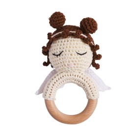 Baby Teethers Manufacturer - Unisex Soft Cute Angel Design Wooden Crochet Rattle