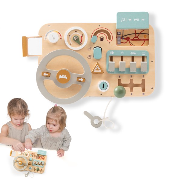 Montessori Busy Board Manufacturer - Wooden Educational Sensory Driving Learning Steering Wheel for Children