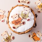 Wooden Commemorative Card Manufacturer - Bear Baby Growth Monthly Souvenir Gift