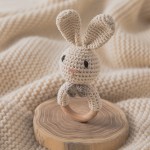 Crochet Rattle Teether Manufacturer - Animal Bunny Rabbit Wooden Shaking Bell Handcraft Soft Handbell