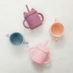 Silicone Sippy Cup Manufacturer - 200ml Portable Reusable Toddler Training Straw with Handle Cartoon Pattern