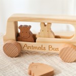 Wooden Bus Toy Manufacturer - Unisex Montessori Car PC Early Educational Animal Cognition Games for Baby