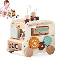 Wooden Bus Toys Manufacturer - Montessori Educational Multi Functional Baby Intelligence Developing 0-6 Years