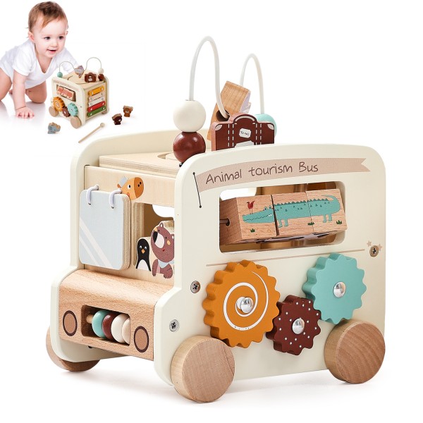 Wooden Bus Toys Manufacturer - Montessori Educational Multi Functional Baby Intelligence Developing 0-6 Years