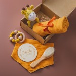 Newborn Baby Gift Box Manufacturer - with Cotton Blanket Rattle Teether Brush Milestone Card Reveal Set