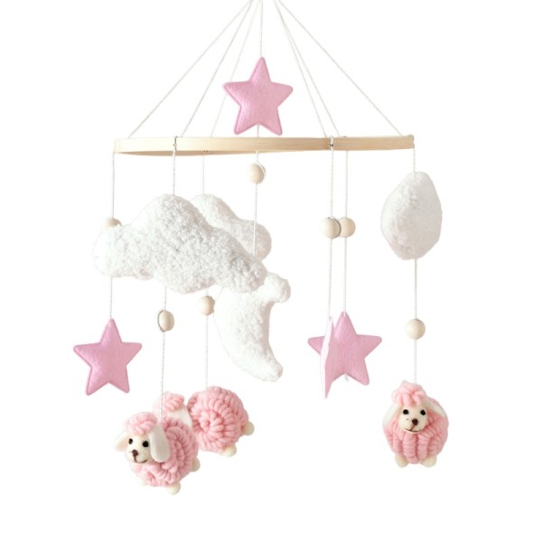 Crib Bell Plush Decoration Manufacturer - Cute Teddy Fleece Alpaca with Wooden Frame Sleeping Toy Hanging