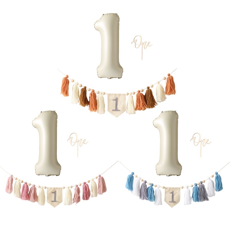 Baby Birthday Decoration Set Manufacturer - Cotton Crown Magic Wand Wooden Balloons Tassels Banner