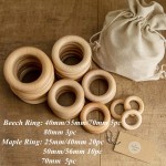 Wooden Teething Rings Manufacturer - Natural Unfinished 40mm/50mm/56mm/70mm/98mm Baby Teether DIY