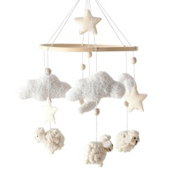 Baby Crib Decoration Manufacturer - Soft Teddy Fleece Alpaca Plush with Wooden Frame Hanging Bed Toy