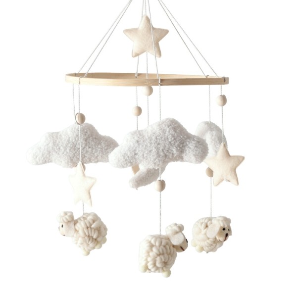 Baby Crib Decoration Manufacturer - Soft Teddy Fleece Alpaca Plush with Wooden Frame Hanging Bed Toy