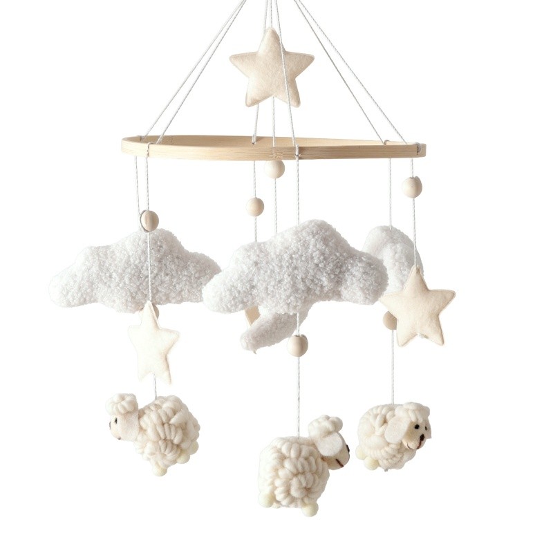 Baby Crib Decoration Manufacturer - Soft Teddy Fleece Alpaca Plush with Wooden Frame Hanging Bed Toy
