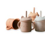 Silicone Sippy Cup Manufacturer - 200ml Portable Reusable Toddler Training Straw with Handle Cartoon Pattern