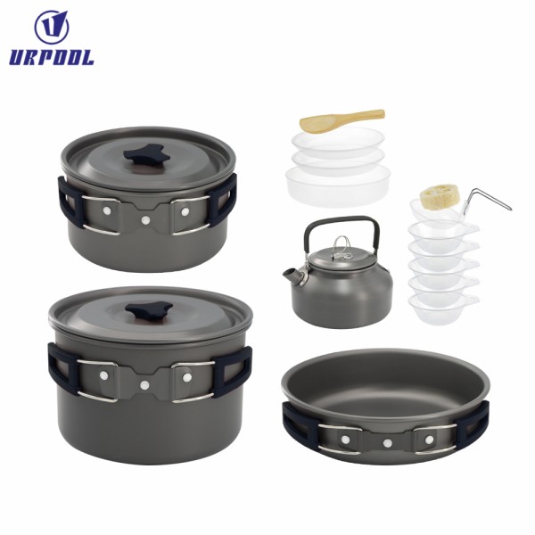 Camping Stove Set Manufacturer - Outdoor Cooking Mess Kit Pots Pans Kettle Portable for Hiking and Picnic