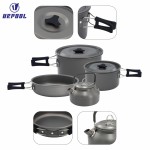 Tourist Pan Set Manufacturer - Camping Hiking Tableware Picnic Set Pots for Tourism Aluminum Cookware Equipment