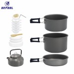 Tourist Pan Set Manufacturer - Camping Hiking Tableware Picnic Set Pots for Tourism Aluminum Cookware Equipment