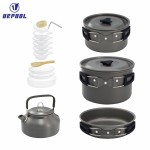 Tourist Pan Set Manufacturer - Camping Hiking Tableware Picnic Set Pots for Tourism Aluminum Cookware Equipment