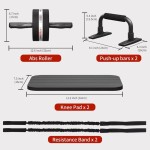 Ab Exercise Wheels Set Manufacturer - 6-in-1 Kit With Resistance Bands Knee Mat Jump Rope Push-Up Bar Fitness Equipment
