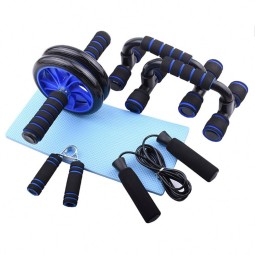 Abdominal Muscle Training Kit Manufacturer - 5-In-1 Roller With Knee Pads Push-Up Bar Handle Grips Jump Ropes