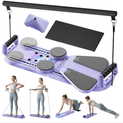 Pilates Reformer Machine Manufacturer - Portable Multifunctional 6-in-1 with Ab Wheel Roller Push Board Home Workout