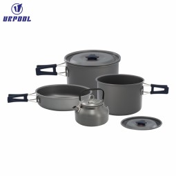 Tourist Pan Set Manufacturer - Camping Hiking Tableware Picnic Set Pots for Tourism Aluminum Cookware Equipment