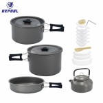 Tourist Pan Set Manufacturer - Camping Hiking Tableware Picnic Set Pots for Tourism Aluminum Cookware Equipment