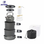 Tourist Pan Set Manufacturer - Camping Hiking Tableware Picnic Set Pots for Tourism Aluminum Cookware Equipment