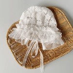 Baby Bonnet Manufacturer - Girl Eyelet Lace Hat Christening Bonnets Toddler Wide Side Beanie Sun Protection