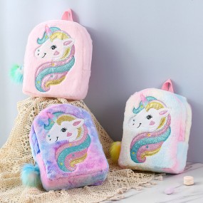Toddler Backpack Manufacturer - Cute Girls Plush Unicorn Preschool Bag Travel Bags for Little Girls