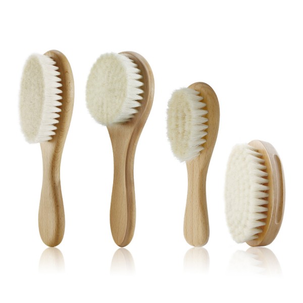 Baby Hair Brush Manufacturer - Soft Wool Wooden Bath Brush Clean Hair Body Infant Wash Care Tool