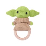 Wooden Rattle Teether Manufacturer - Handmade Crochet Yoda Teething Toy Newborn Gifts for Babies