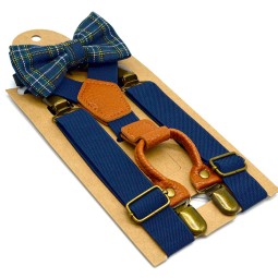 Child Suspenders Set Manufacturer - Kids with Bowtie Durable Metal Clips Adjustable Belt for Boys and Girls
