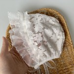 Baby Bonnet Manufacturer - Girl Eyelet Lace Hat Christening Bonnets Toddler Wide Side Beanie Sun Protection