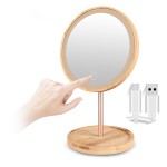 LED Vanity Mirror - Bamboo Wood Desktop