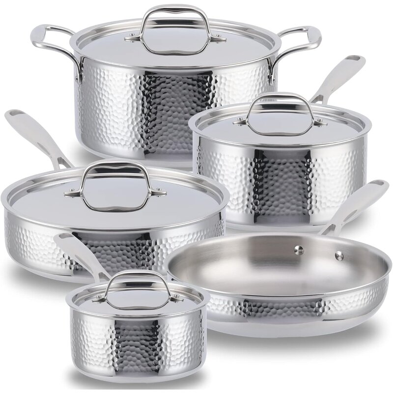 Premium Stainless Steel Cookware Set Supplier - OEM 9 PCS TriPly Hammered Set
