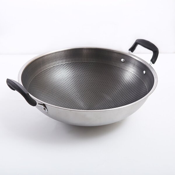 Stainless Steel Double Handle Wok Manufacturer - OEM Hybrid 16inch Induction Ready