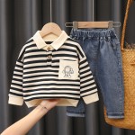 Baby Boy Autumn Clothes Manufacturer - OEM Cartoon Sweater Two-piece Set